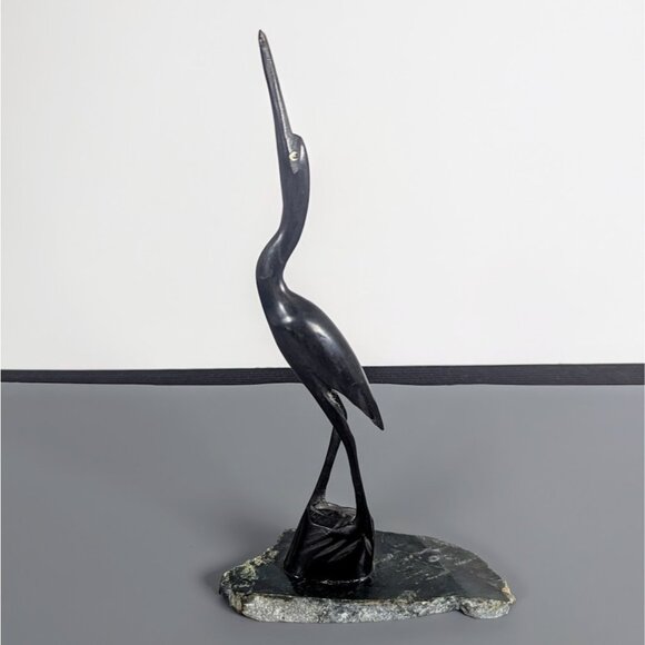 Heron / Crane Sculpture - Hand Carved - Stone - Picture 1 of 4
